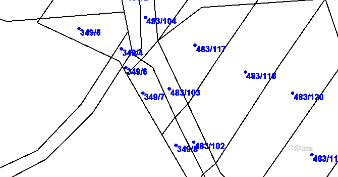 Parcela st. 483/103 v KÚ Turovec, Katastrální mapa