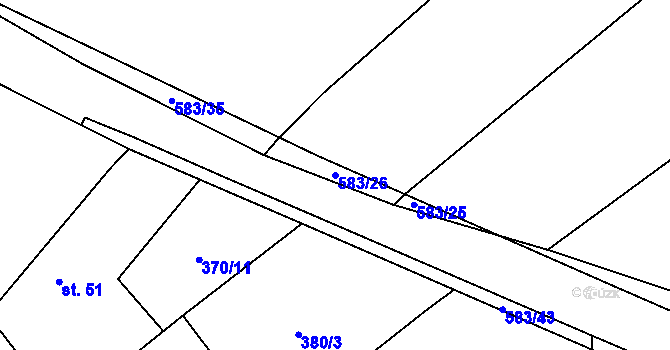 Parcela st. 583/26 v KÚ Turovec, Katastrální mapa