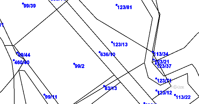 Parcela st. 636/10 v KÚ Turovec, Katastrální mapa