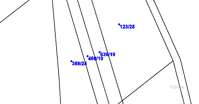 Parcela st. 636/19 v KÚ Turovec, Katastrální mapa