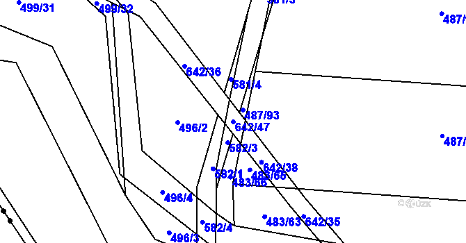 Parcela st. 642/47 v KÚ Turovec, Katastrální mapa