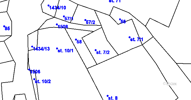 Parcela st. 7/2 v KÚ Horní Střítež, Katastrální mapa
