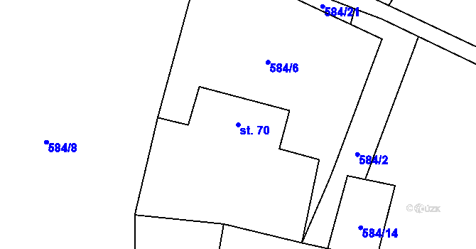 Parcela st. 70 v KÚ Horní Střítež, Katastrální mapa