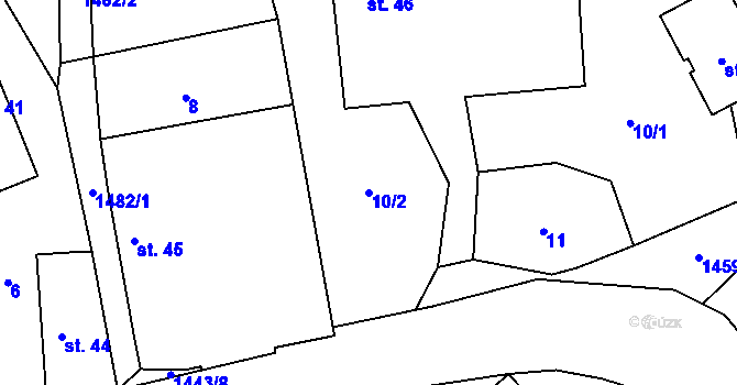 Parcela st. 10/2 v KÚ Horní Střítež, Katastrální mapa