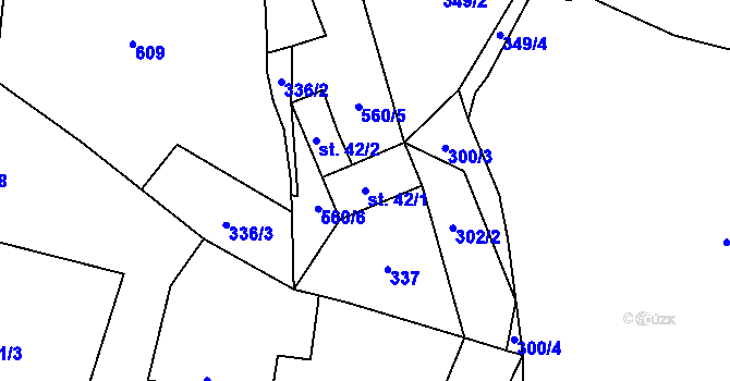 Parcela st. 42/1 v KÚ Křtěnovice, Katastrální mapa