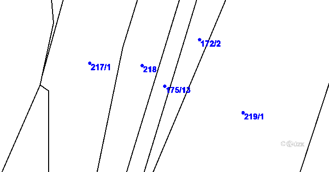Parcela st. 175/13 v KÚ Mutice, Katastrální mapa