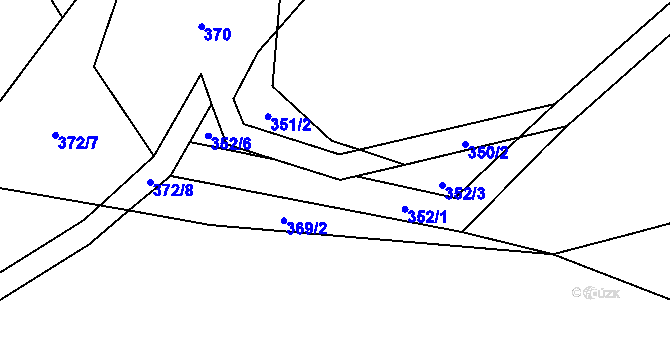 Parcela st. 350/4 v KÚ Mutice, Katastrální mapa