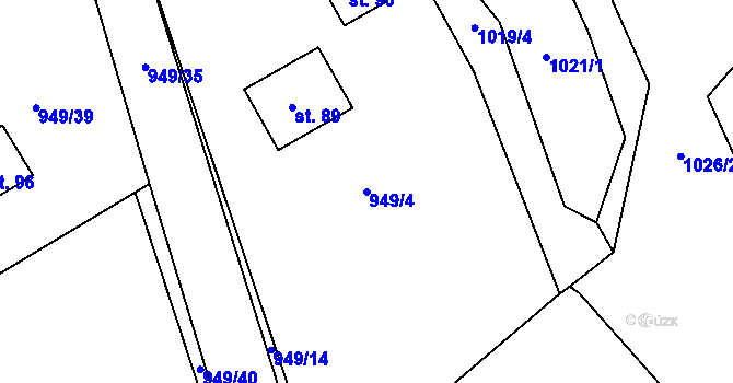 Parcela st. 949/4 v KÚ Nová Ves u Mladé Vožice, Katastrální mapa