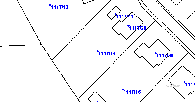 Parcela st. 1117/14 v KÚ Křídla, Katastrální mapa