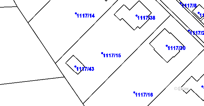 Parcela st. 1117/15 v KÚ Křídla, Katastrální mapa