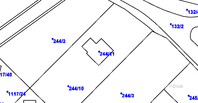 Parcela st. 244/11 v KÚ Křídla, Katastrální mapa