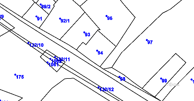Parcela st. 94 v KÚ Křídla, Katastrální mapa