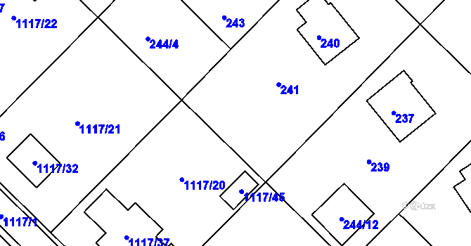 Parcela st. 244/5 v KÚ Křídla, Katastrální mapa