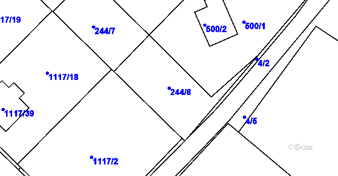 Parcela st. 244/8 v KÚ Křídla, Katastrální mapa