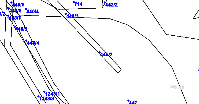 Parcela st. 446/2 v KÚ Křídla, Katastrální mapa