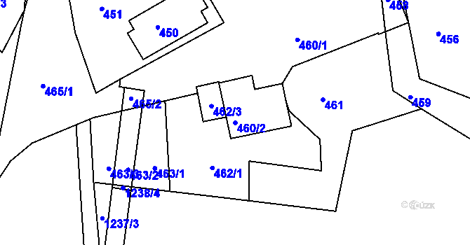 Parcela st. 460/2 v KÚ Křídla, Katastrální mapa
