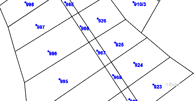 Parcela st. 967 v KÚ Křídla, Katastrální mapa