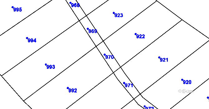 Parcela st. 970 v KÚ Křídla, Katastrální mapa