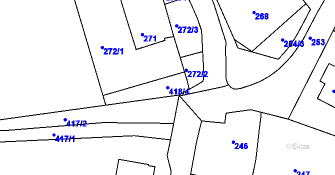 Parcela st. 418/4 v KÚ Nová Ves u Nového Města na Moravě, Katastrální mapa