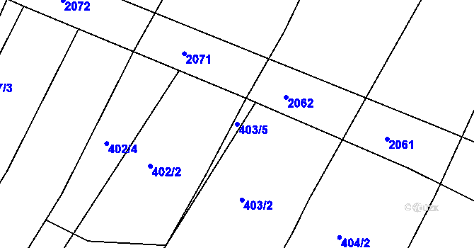 Parcela st. 403/5 v KÚ Nová Ves u Nového Města na Moravě, Katastrální mapa