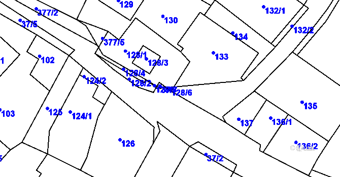 Parcela st. 128/6 v KÚ Nová Ves u Nového Města na Moravě, Katastrální mapa