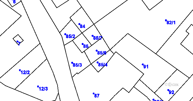 Parcela st. 85/6 v KÚ Nová Ves u Nového Města na Moravě, Katastrální mapa