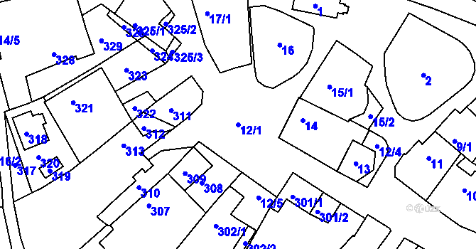 Parcela st. 12/1 v KÚ Nová Ves u Nového Města na Moravě, Katastrální mapa