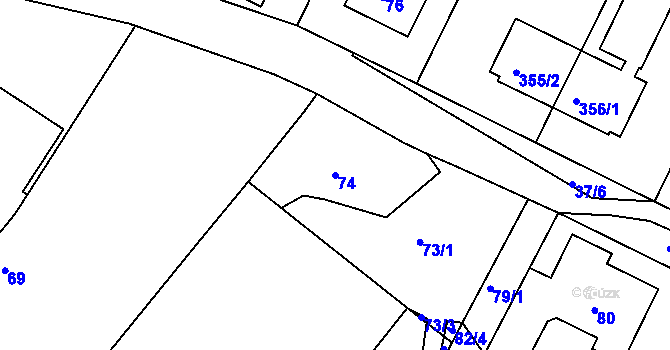 Parcela st. 74 v KÚ Nová Ves u Nového Města na Moravě, Katastrální mapa