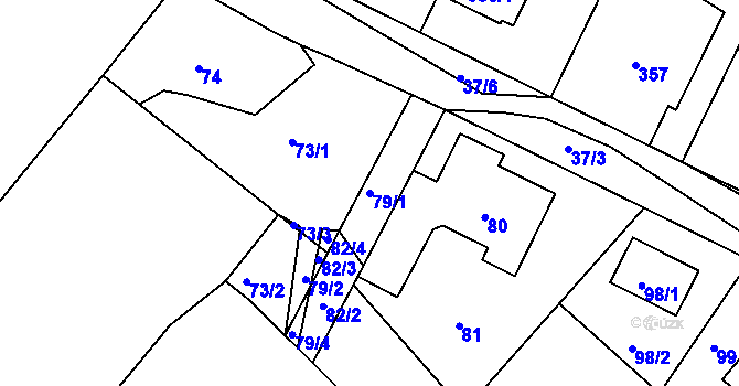 Parcela st. 79/1 v KÚ Nová Ves u Nového Města na Moravě, Katastrální mapa