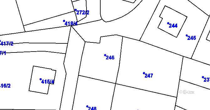 Parcela st. 246 v KÚ Nová Ves u Nového Města na Moravě, Katastrální mapa