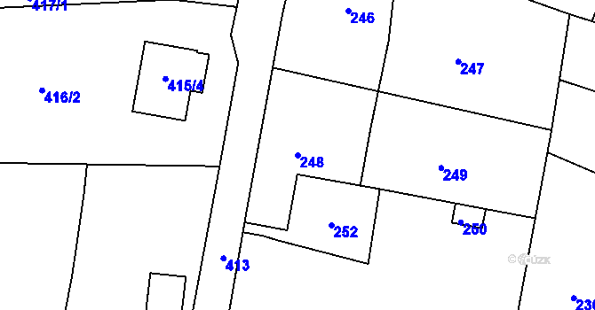 Parcela st. 248 v KÚ Nová Ves u Nového Města na Moravě, Katastrální mapa