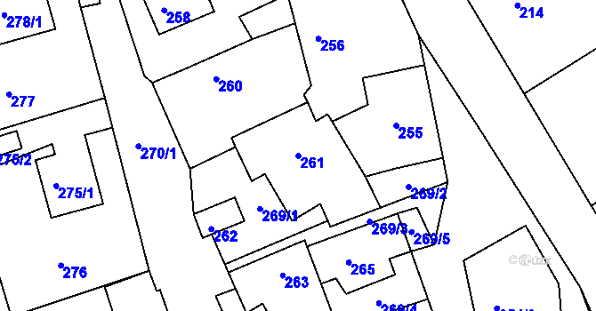 Parcela st. 261 v KÚ Nová Ves u Nového Města na Moravě, Katastrální mapa