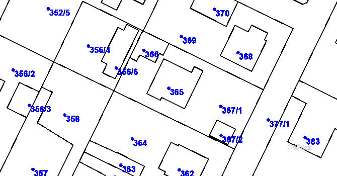 Parcela st. 365 v KÚ Nová Ves u Nového Města na Moravě, Katastrální mapa