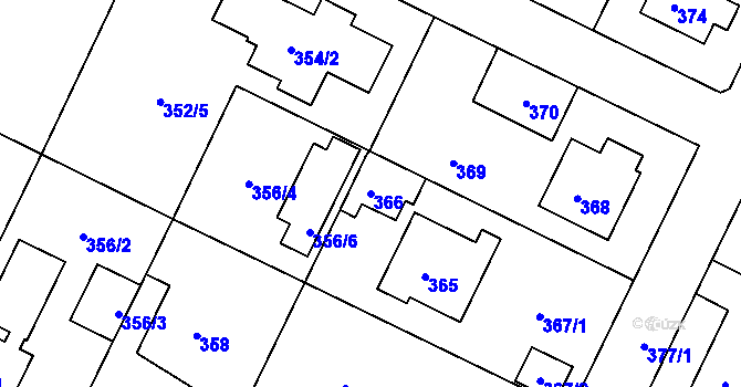 Parcela st. 366 v KÚ Nová Ves u Nového Města na Moravě, Katastrální mapa