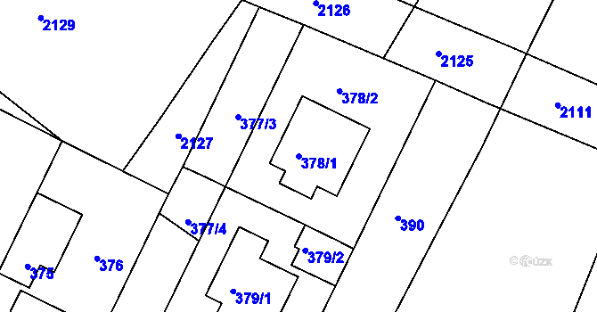 Parcela st. 378/1 v KÚ Nová Ves u Nového Města na Moravě, Katastrální mapa