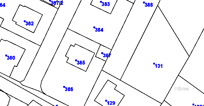 Parcela st. 387 v KÚ Nová Ves u Nového Města na Moravě, Katastrální mapa