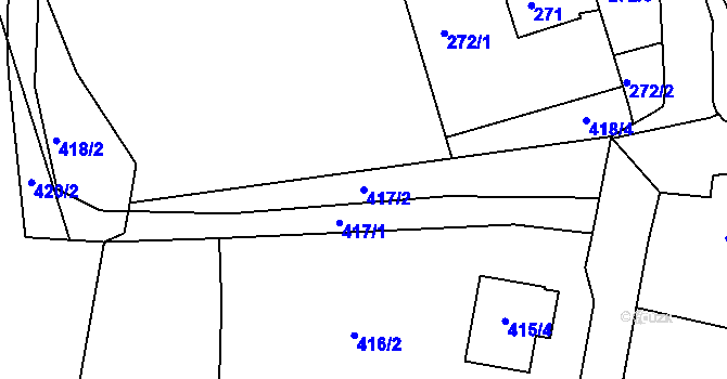 Parcela st. 417/2 v KÚ Nová Ves u Nového Města na Moravě, Katastrální mapa