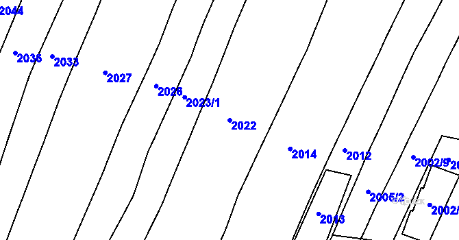 Parcela st. 2022 v KÚ Nová Ves u Nového Města na Moravě, Katastrální mapa