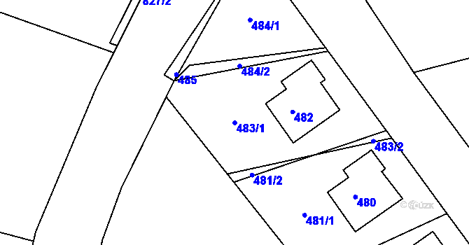 Parcela st. 483/1 v KÚ Nová Ves u Nového Města na Moravě, Katastrální mapa