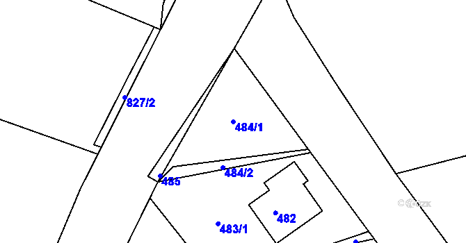 Parcela st. 484/1 v KÚ Nová Ves u Nového Města na Moravě, Katastrální mapa