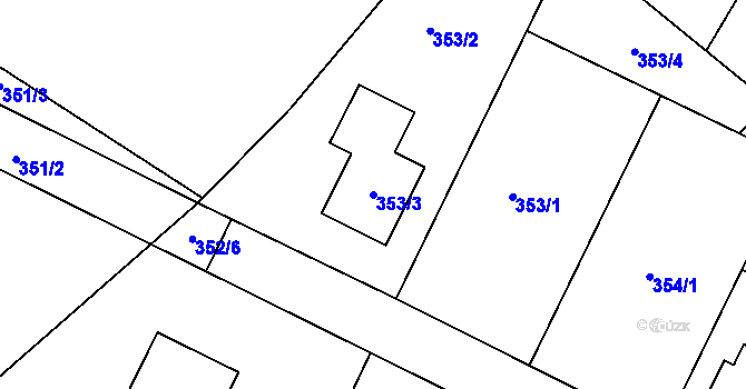Parcela st. 353/3 v KÚ Nová Ves u Nového Města na Moravě, Katastrální mapa