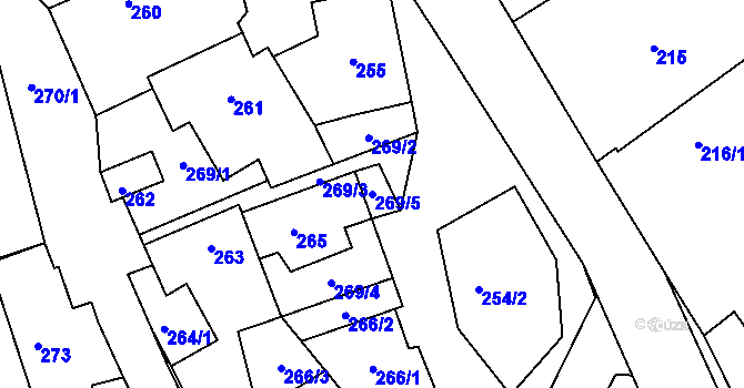 Parcela st. 269/5 v KÚ Nová Ves u Nového Města na Moravě, Katastrální mapa