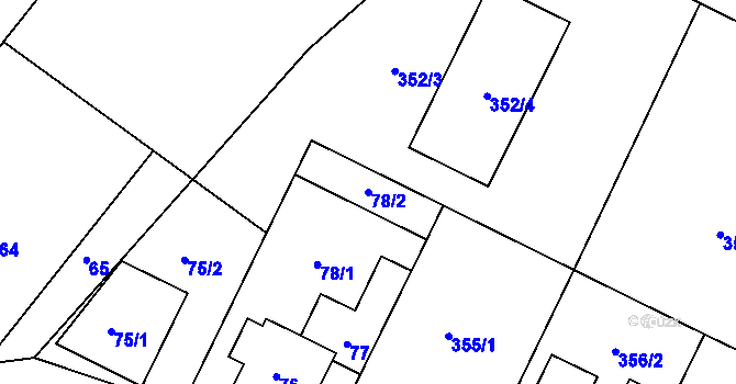 Parcela st. 78/2 v KÚ Nová Ves u Nového Města na Moravě, Katastrální mapa