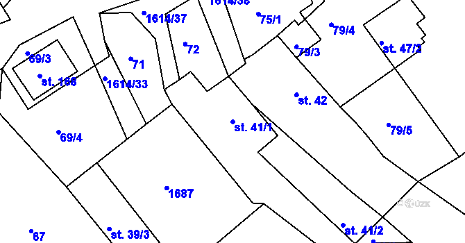 Parcela st. 41/1 v KÚ Nová Ves u Světlé nad Sázavou, Katastrální mapa