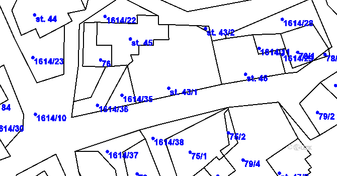 Parcela st. 43/1 v KÚ Nová Ves u Světlé nad Sázavou, Katastrální mapa