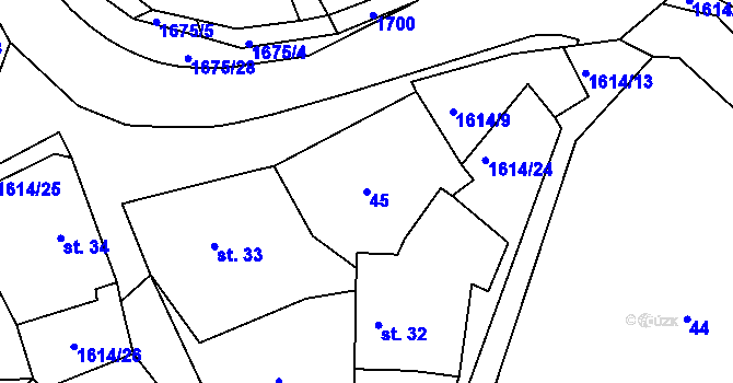 Parcela st. 45 v KÚ Nová Ves u Světlé nad Sázavou, Katastrální mapa