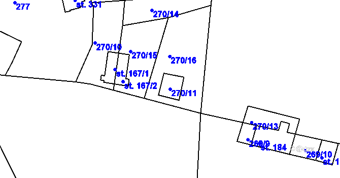 Parcela st. 270/11 v KÚ Nová Ves u Světlé nad Sázavou, Katastrální mapa