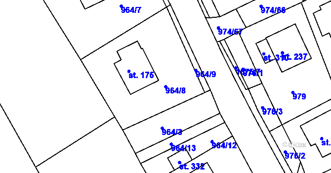 Parcela st. 964/8 v KÚ Nová Ves u Světlé nad Sázavou, Katastrální mapa
