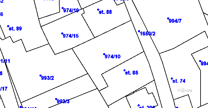 Parcela st. 974/10 v KÚ Nová Ves u Světlé nad Sázavou, Katastrální mapa
