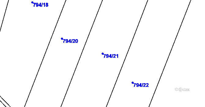 Parcela st. 794/21 v KÚ Nová Ves u Světlé nad Sázavou, Katastrální mapa